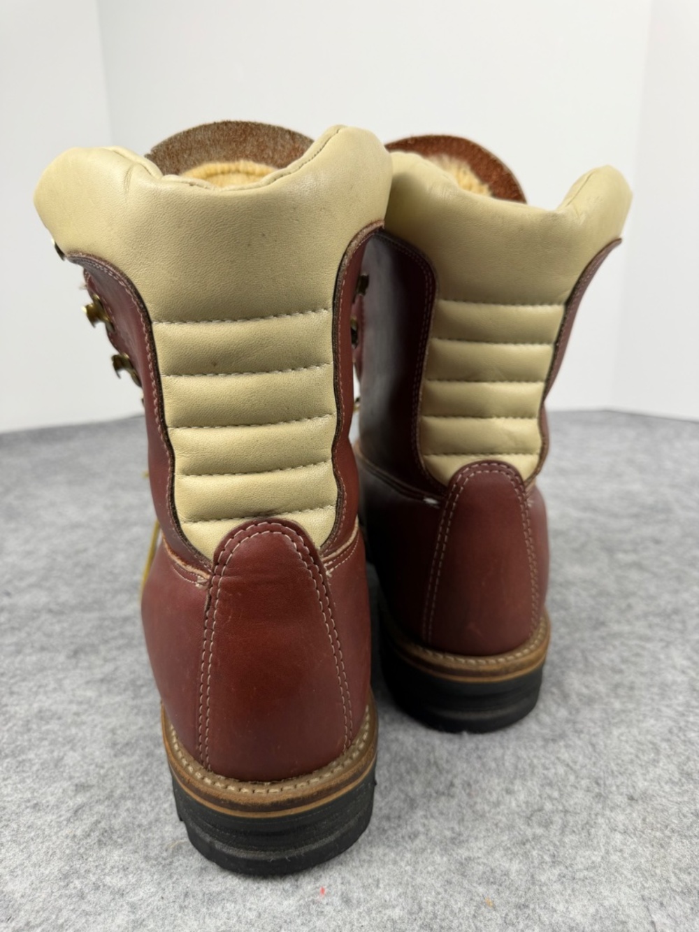 VTG Kush N Kollar Chippewa Brown Leather Work Boots Shearling Wool Insulated 11E - Picture 9 of 13